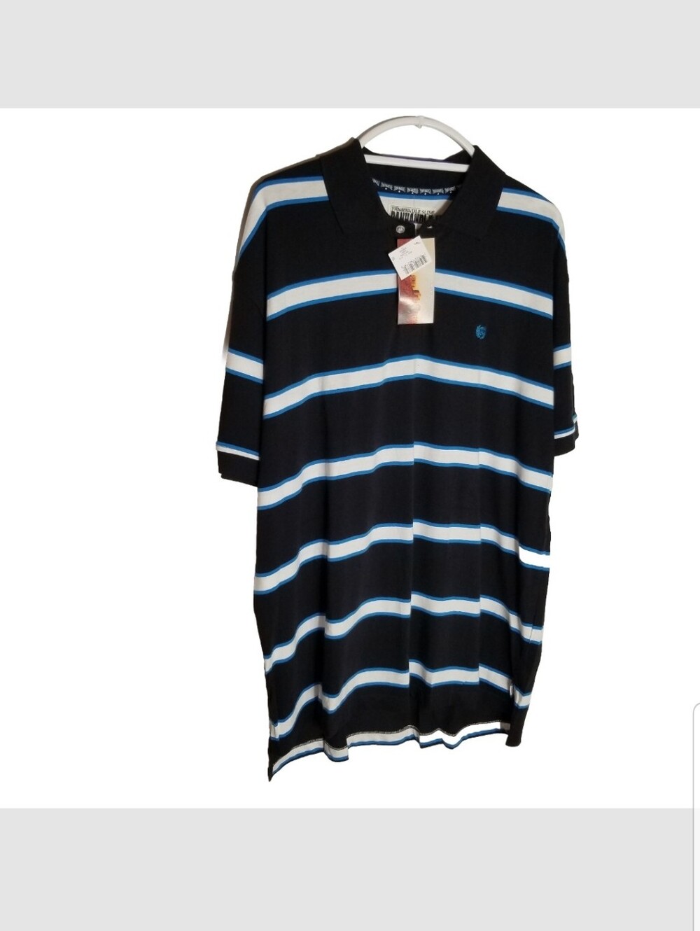 Panhandle Slim Polo Shirt Men's XL Short Sleeve Blue Black Stripe Cotton New
